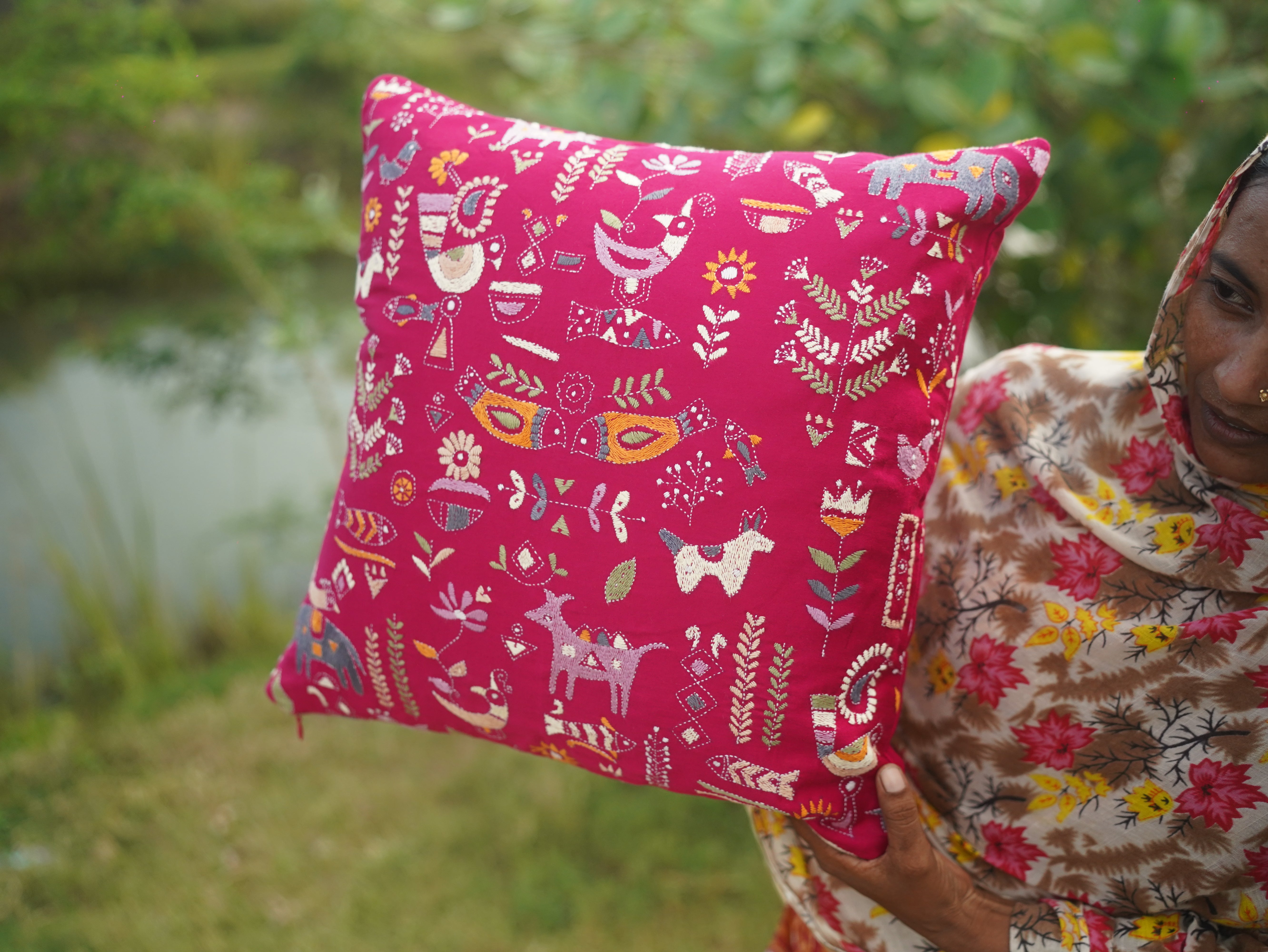 Folk Story Throw Pillow