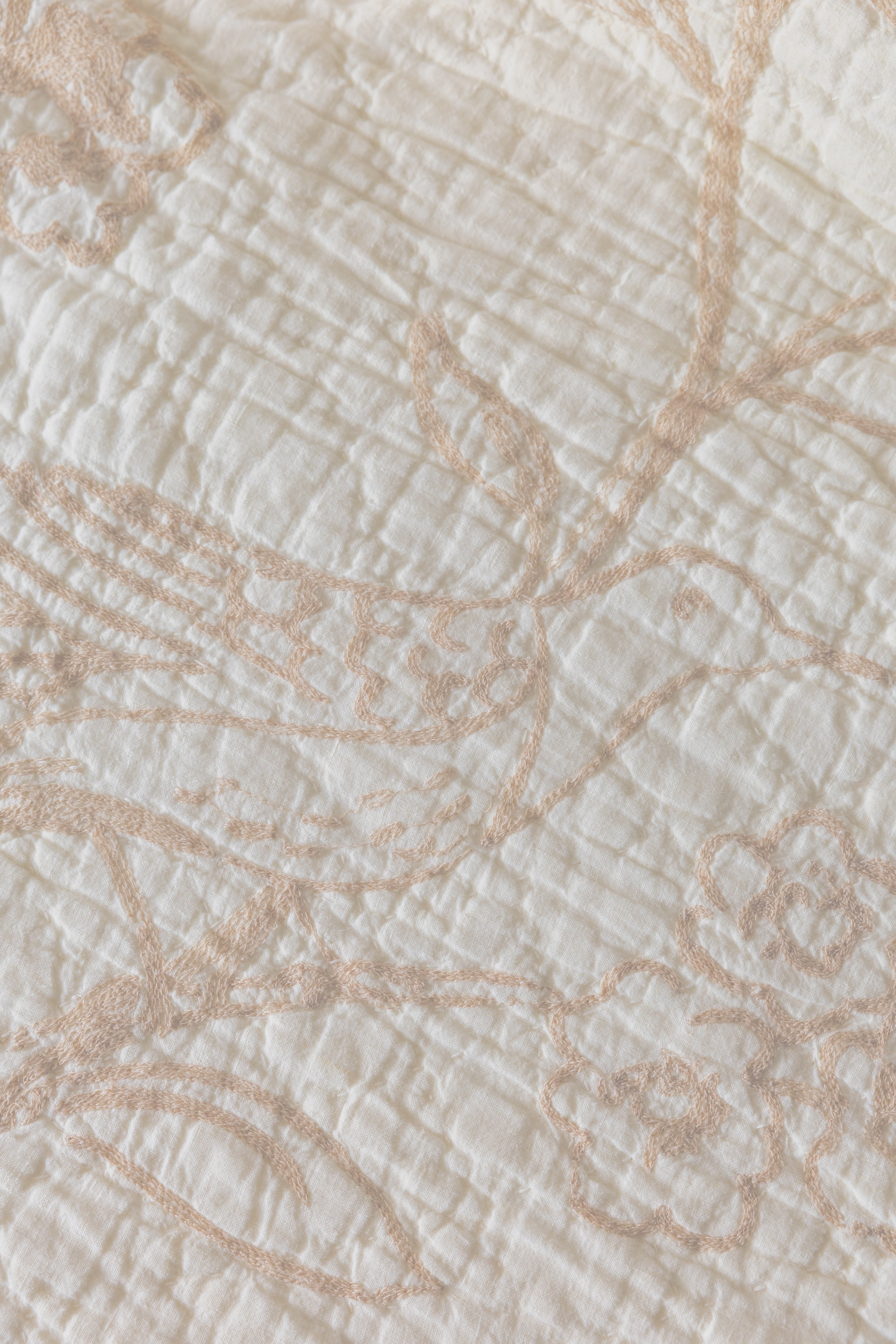 The Paradise Bird Embroidered Quilt with shams