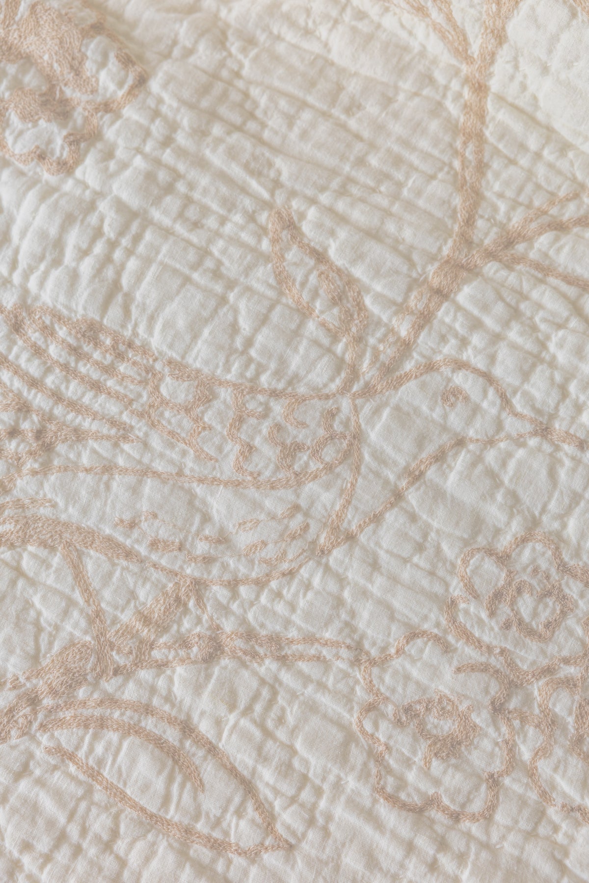 The Paradise Bird Embroidered Quilt with shams