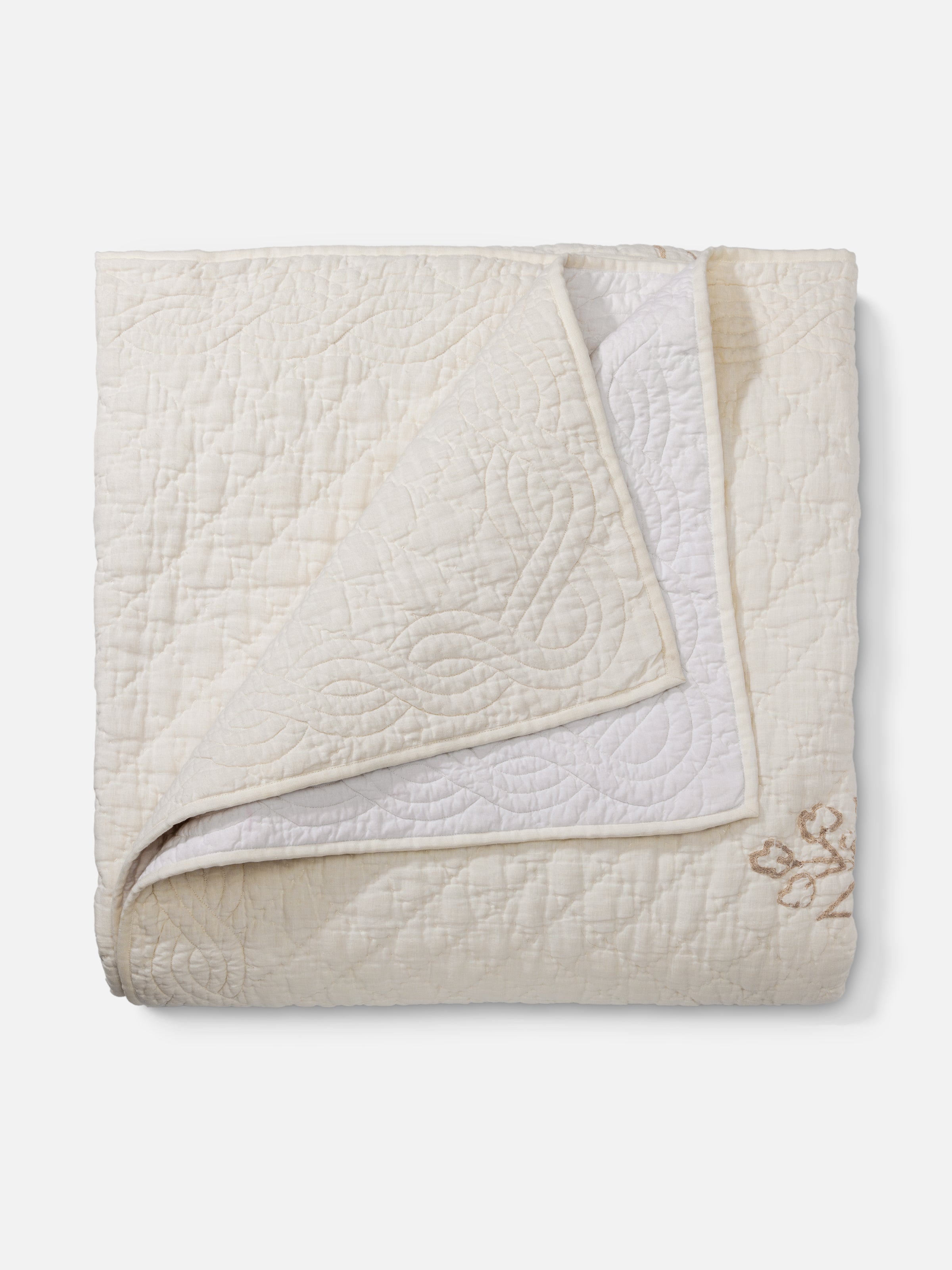 The Paradise Bird Embroidered Quilt with shams