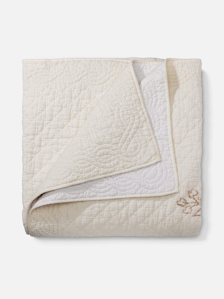 The Paradise Bird Embroidered Quilt with shams