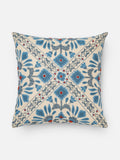 Blue Geometric Floral Throw Pillow