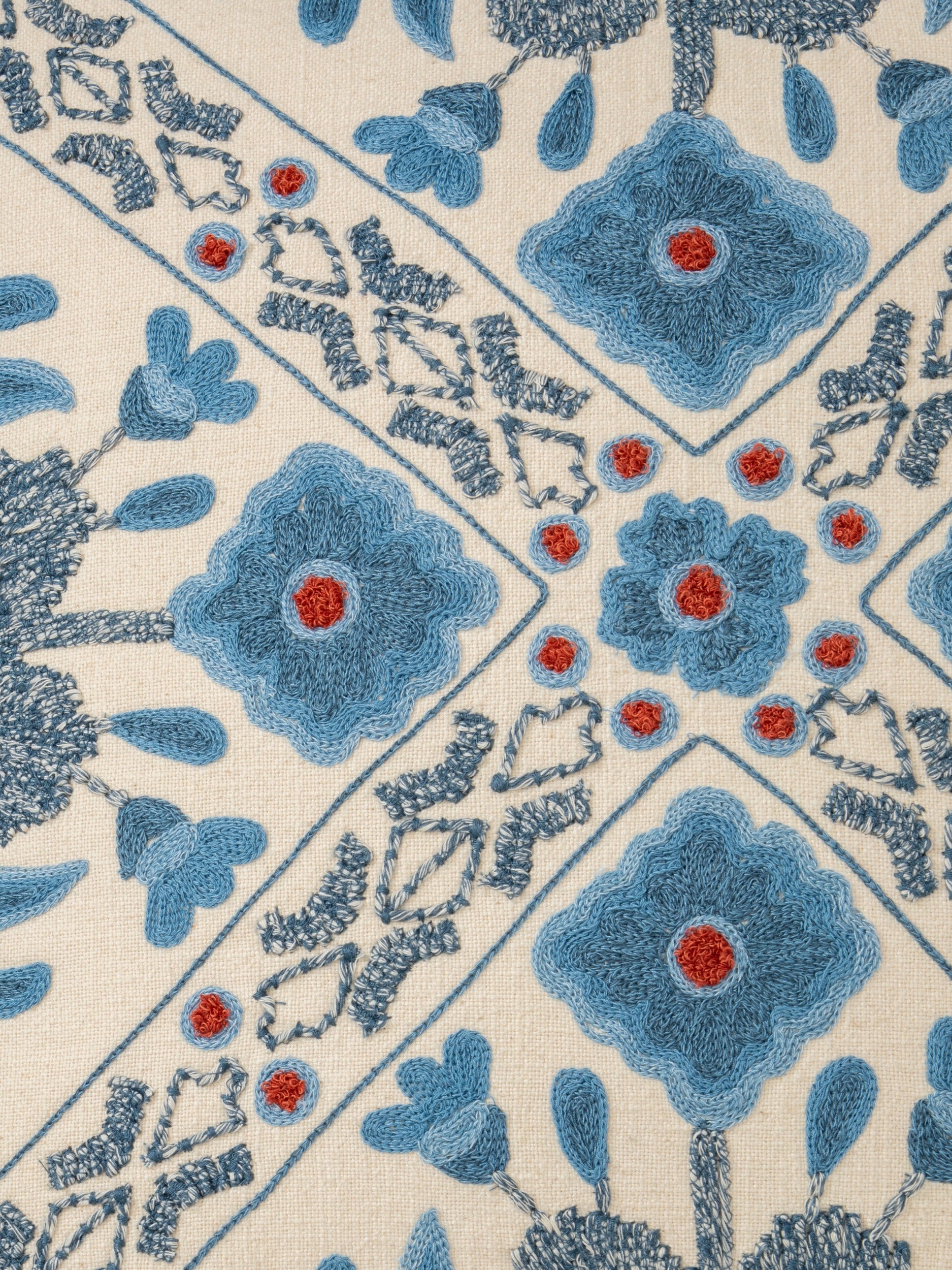 Blue Geometric Floral Throw Pillow