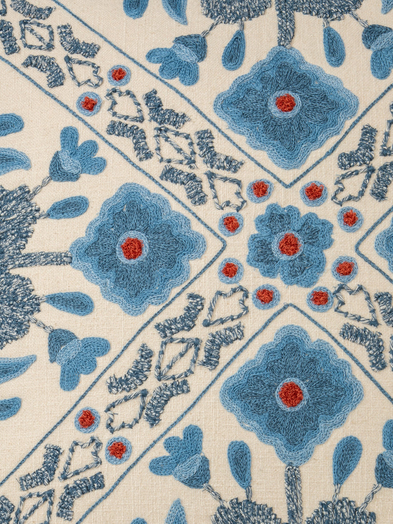 Blue Geometric Floral Throw Pillow