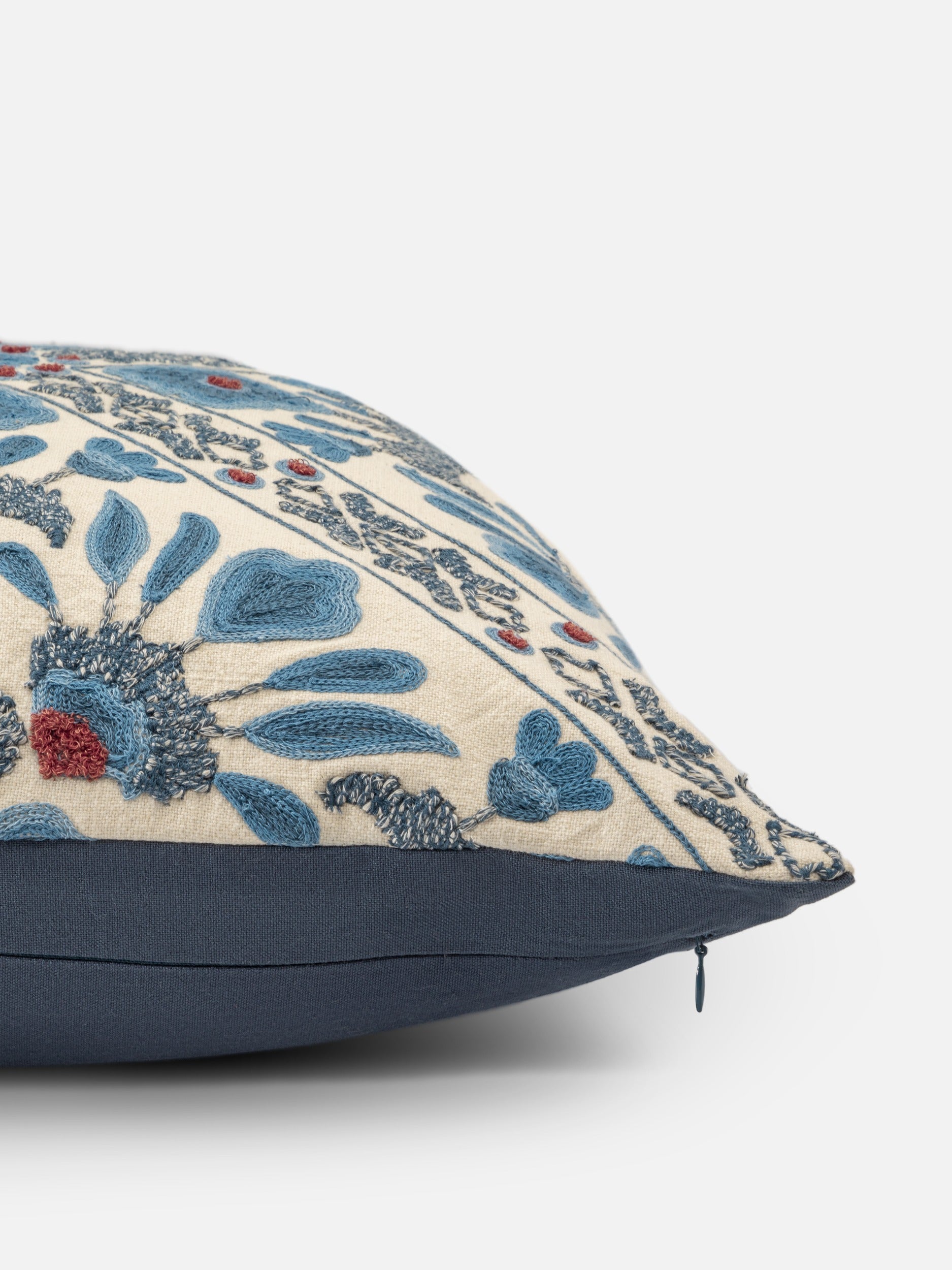 Blue Geometric Floral Throw Pillow